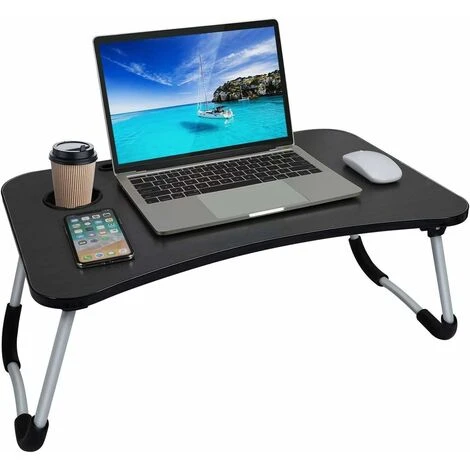 Laptop Table, Dormitory With Small Desk, Bed With Laptop Table, Folding Table, Dormitory Small, With Cup Slot (60 X 40cm) -black 1 Laptop Table, Dormitory With Small Desk, Bed With Laptop Table, Folding Table, Dormitory Small, With Cup Slot (60 X 40cm) -black
