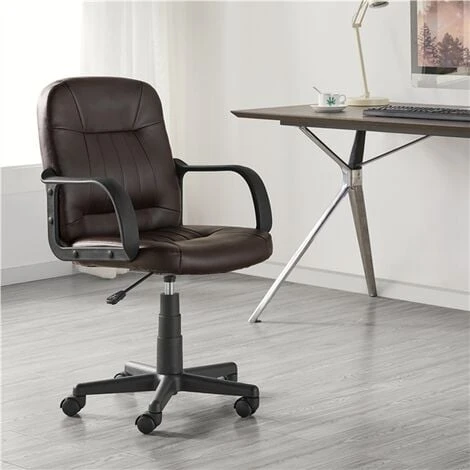 Yaheetech Office Chair Leather Swivel Chair Essential Computer Chair, Brown 1 Yaheetech Office Chair Leather Swivel Chair Essential Computer Chair, Brown