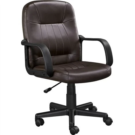 Yaheetech Office Chair Leather Swivel Chair Essential Computer Chair, Brown 2 Yaheetech Office Chair Leather Swivel Chair Essential Computer Chair, Brown - Image 2
