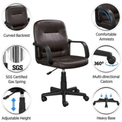 Yaheetech Office Chair Leather Swivel Chair Essential Computer Chair, Brown 8 Yaheetech Office Chair Leather Swivel Chair Essential Computer Chair, Brown -Office Furniture Store 67336272 4