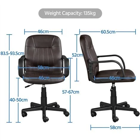 Yaheetech Office Chair Leather Swivel Chair Essential Computer Chair, Brown 5 Yaheetech Office Chair Leather Swivel Chair Essential Computer Chair, Brown - Image 5