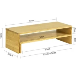 SoBuy 2 Tiers Bamboo Monitor Stand Computer Screen Monitor Stand Monitor Riser Desk Organizer,BBF07-N -Office Furniture Store 67396878 4