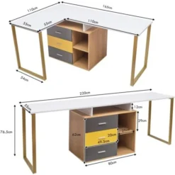 Double Computer Workstation Space-saving Computer Desk L-shaped Writing Desk -Office Furniture Store 67403624 5