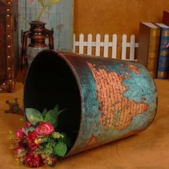 Trash Bin, Creative PU Leather Waste Bin - Bathroom Trash Can - Kitchen Storage/Office Storage/Home Storage - World Map Style 7 Trash Bin, Creative PU Leather Waste Bin - Bathroom Trash Can - Kitchen Storage/Office Storage/Home Storage - World Map Style -Office Furniture Store 67695283 4