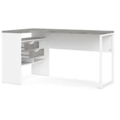 Function Plus Corner Desk 2 Drawers In White And Grey -Office Furniture Store 68954796 5