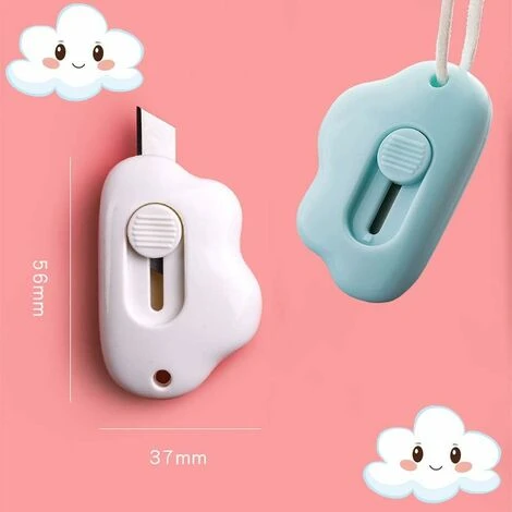 Mini Utility Knives Box Cutter Retractable Letter Opener,Carton Opener (Pink/Blue/White)3pcs 2 Mini Utility Knives Box Cutter Retractable Letter Opener,Carton Opener (Pink/Blue/White)3pcs - Image 2