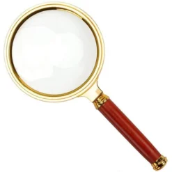 10X Handheld Magnifier Antique Mahogany Handle Magnifier Reading Magnifying Glass For Reading Book, Inspection, Coins, Insects, Rocks, Map, Crossword Puzzle