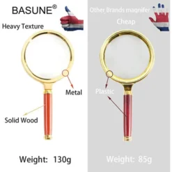 10X Handheld Magnifier Antique Mahogany Handle Magnifier Reading Magnifying Glass For Reading Book, Inspection, Coins, Insects, Rocks, Map, Crossword Puzzle -Office Furniture Store 69588245 4