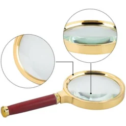 10X Handheld Magnifier Antique Mahogany Handle Magnifier Reading Magnifying Glass For Reading Book, Inspection, Coins, Insects, Rocks, Map, Crossword Puzzle -Office Furniture Store 69588245 5