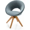 COSTWAY 360° Swivel Velvet Accent Chair, Upholstered Lounge Leisure Tub Armchair, Solid Beech Legs Occasional Vanity Desk Seat Dining Chairs For Living Room, Bedroom And Office (Grey)