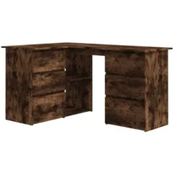 Corner Desk Smoked Oak 145x100x76 Cm Engineered Wood VidaXL