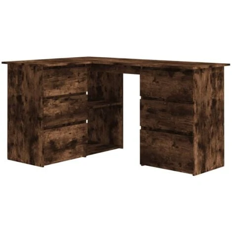 Corner Desk Smoked Oak 145x100x76 Cm Engineered Wood VidaXL 1 Corner Desk Smoked Oak 145x100x76 Cm Engineered Wood VidaXL