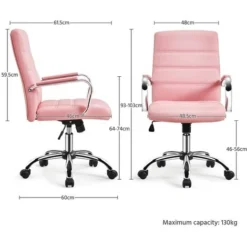 Yaheetech Mid-Back Office Chair With Arms, Pink -Office Furniture Store 71207707 5