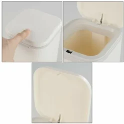 Mini Trash Can With Lid, Push Button, Trash Can, Desktop Paper Basket, Small Waste Bin White -Office Furniture Store 71403974 5