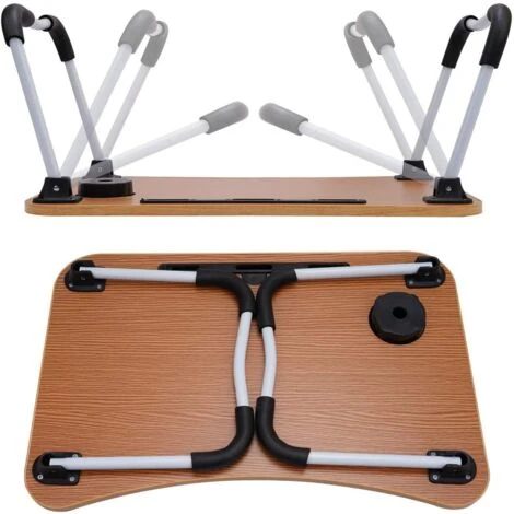 Laptop Bed Table, For Serving Tray, Notebook Stand, Reading Table, Stable Portable, Bed Tray With Cup Slot, Multi-function Table Black 2 Laptop Bed Table, For Serving Tray, Notebook Stand, Reading Table, Stable Portable, Bed Tray With Cup Slot, Multi-function Table Black - Image 2