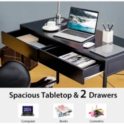 Computer Desk Wooden PC Laptop Table Writing Workstation 2 Drawers Study Desk -Office Furniture Store 71772551 5