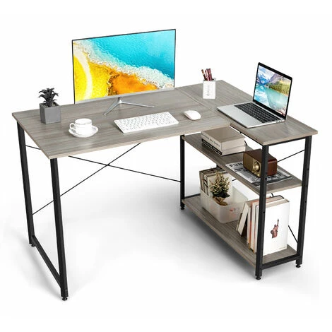 Corner Computer Desk Reversible L-shaped Writing Desk Workstation Gaming Table 1 Corner Computer Desk Reversible L-shaped Writing Desk Workstation Gaming Table