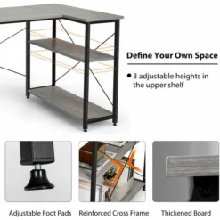 Corner Computer Desk Reversible L-shaped Writing Desk Workstation Gaming Table 9 Corner Computer Desk Reversible L-shaped Writing Desk Workstation Gaming Table -Office Furniture Store 71875934 5