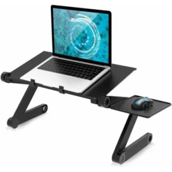 Foldable Overbed Table, Adjustable Table, Computer Sofa Tray Breakfast Bed Tablet Bed, Lapdesk 360° Tilt Stand For Laptop Book