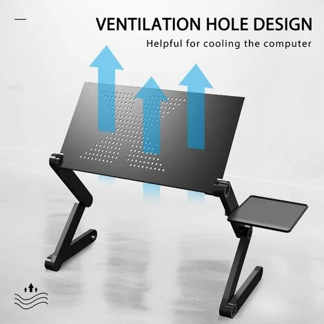 Foldable Overbed Table, Adjustable Table, Computer Sofa Tray Breakfast Bed Tablet Bed, Lapdesk 360° Tilt Stand For Laptop Book 2 Foldable Overbed Table, Adjustable Table, Computer Sofa Tray Breakfast Bed Tablet Bed, Lapdesk 360° Tilt Stand For Laptop Book - Image 2