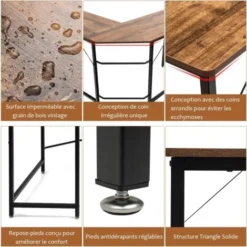 COSTWAY L-Shaped Computer Desk, 168 X 125 X 75cm,Industrial Large 2-Person Corner Writing Workstation PC Laptop Table, Wooden Metal Frame Home Office Work Study Gaming Desk (Rustic Brown) -Office Furniture Store 72883245 4