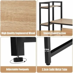 2 IN 1PC Workstation Computer Writing Study Desk With 4 Tier Storage Shelves -Office Furniture Store 73463384 4
