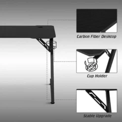 IntimaTe WM Heart Gaming Desk, Z Shaped Large Ergonomic Computer Table, Pc Metal Gamer Desk 110cm For Home Office With Headphone Hook, Cup Holder, Black -Office Furniture Store 73465708 5