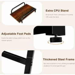 COSTWAY Industrial Computer Desk,‎200 X 120 X 76 Cm,U-Shaped Large Desktop Workstation PC Laptop Table, Home Office Work Study Writing Desk -Office Furniture Store 73764809 5