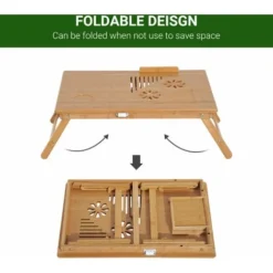 HOMCOM Portable Laptop Desk Notebook Tray PC Bed Table Drawer Adjustable Bamboo 9 HOMCOM Portable Laptop Desk Notebook Tray PC Bed Table Drawer Adjustable Bamboo -Office Furniture Store 7505356 5