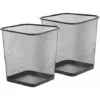 Square Desk Trash Can, Lightweight Metal Mesh Waste Bin, Trash Can, Bins And Bins For Bedroom, Kitchen, Bathroom, Office And School Set Of 2 (Black)