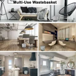 Square Desk Trash Can, Lightweight Metal Mesh Waste Bin, Trash Can, Bins And Bins For Bedroom, Kitchen, Bathroom, Office And School Set Of 2 (Black) -Office Furniture Store 75325033 4