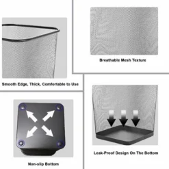 Square Desk Trash Can, Lightweight Metal Mesh Waste Bin, Trash Can, Bins And Bins For Bedroom, Kitchen, Bathroom, Office And School Set Of 2 (Black) -Office Furniture Store 75325033 5