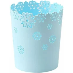 Waste Paper Bin Decorative Trash Bin Vintage For Kitchen, Bathroom, Living Room, Bedroom, Office, Cafe - Blue