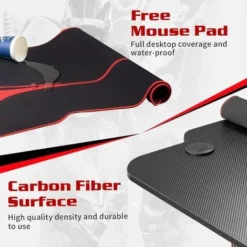 Devoko T-shape Large Black/Red Gaming Computer Desk With Free Full Mousepad,Earphone Hooks And Cup Holder,PC Desk Gaming Desk,110cm,Black 8 Devoko T-shape Large Black/Red Gaming Computer Desk With Free Full Mousepad,Earphone Hooks And Cup Holder,PC Desk Gaming Desk,110cm,Black -Office Furniture Store 75651478 4