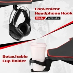 Devoko T-shape Large Black/Red Gaming Computer Desk With Free Full Mousepad,Earphone Hooks And Cup Holder,PC Desk Gaming Desk,110cm,Black 9 Devoko T-shape Large Black/Red Gaming Computer Desk With Free Full Mousepad,Earphone Hooks And Cup Holder,PC Desk Gaming Desk,110cm,Black -Office Furniture Store 75651478 5