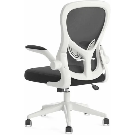 Ergonomic Desk Chair, Computer Office Chair With Flip-up Armrest&Lumbar Support, Adjustable Height, White 1 Ergonomic Desk Chair, Computer Office Chair With Flip-up Armrest&Lumbar Support, Adjustable Height, White