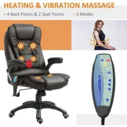 HOMCOM Heated Vibrating Massage Office Chair With Reclining Function Brown 8 HOMCOM Heated Vibrating Massage Office Chair With Reclining Function Brown -Office Furniture Store 75805520 4