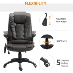 HOMCOM Heated Vibrating Massage Office Chair With Reclining Function Brown 9 HOMCOM Heated Vibrating Massage Office Chair With Reclining Function Brown -Office Furniture Store 75805520 5