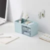 Desktop Storage Organizer Mini Box Desk Office Supplies Container Pen Holder For Desk Cute Pencil Cup Pot For Kids Makeup Brush Holder -Blue