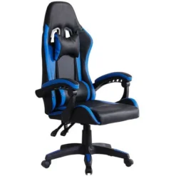 Gaming Chair Ergonomic Racing Office Chair Height Adjustable Mid-Back Computer Desk Chair With Headrest Armrest And Lumbar Support For Office And Home, Blue