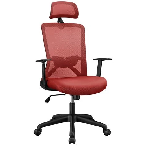 Yaheetech Mesh Office Chair With Headrest Ergonomic Desk Chair, Red 1 Yaheetech Mesh Office Chair With Headrest Ergonomic Desk Chair, Red