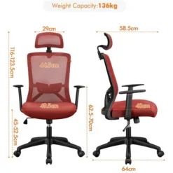 Yaheetech Mesh Office Chair With Headrest Ergonomic Desk Chair, Red 9 Yaheetech Mesh Office Chair With Headrest Ergonomic Desk Chair, Red -Office Furniture Store 76158899 5