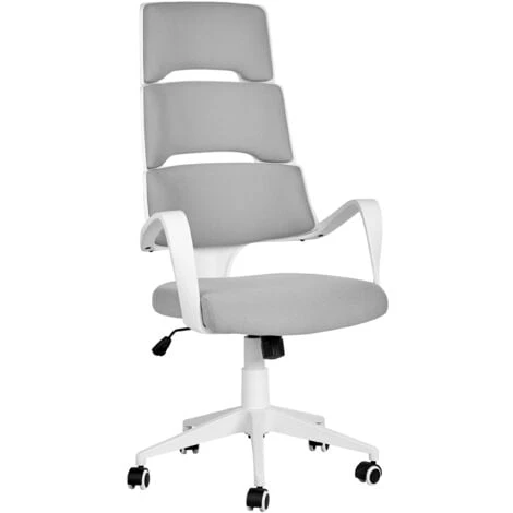Office Desk Chair Swivel Adjustable Height White And Grey Polyester Grandiose 1 Office Desk Chair Swivel Adjustable Height White And Grey Polyester Grandiose