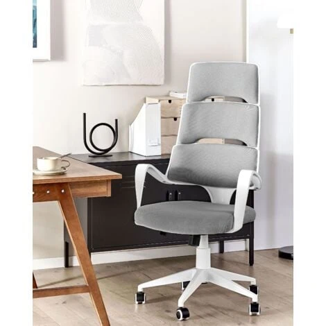 Office Desk Chair Swivel Adjustable Height White And Grey Polyester Grandiose 2 Office Desk Chair Swivel Adjustable Height White And Grey Polyester Grandiose - Image 2