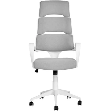 Office Desk Chair Swivel Adjustable Height White And Grey Polyester Grandiose 4 Office Desk Chair Swivel Adjustable Height White And Grey Polyester Grandiose - Image 4