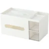 Desk Organizer, Tissue Box Holder, Office Desktop Organizers And Accessories White