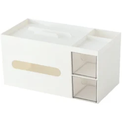 Desk Organizer, Tissue Box Holder, Office Desktop Organizers And Accessories White