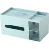 Desk Organizer, Tissue Box Holder, Office Desktop Organizers And Accessories Blue