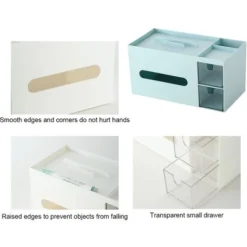 Desk Organizer, Tissue Box Holder, Office Desktop Organizers And Accessories Blue -Office Furniture Store 77432311 3