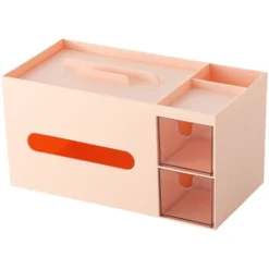 Desk Organizer, Tissue Box Holder, Office Desktop Organizers And Accessories Red